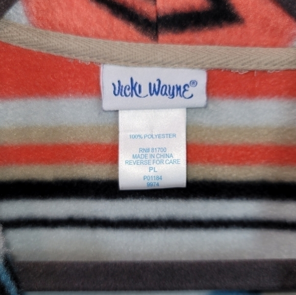 VICKI WAYNE SOUTHWEST FLEECE CARDIGAN JACKET, SZ LARGE PETITE - Picture 8 of 14